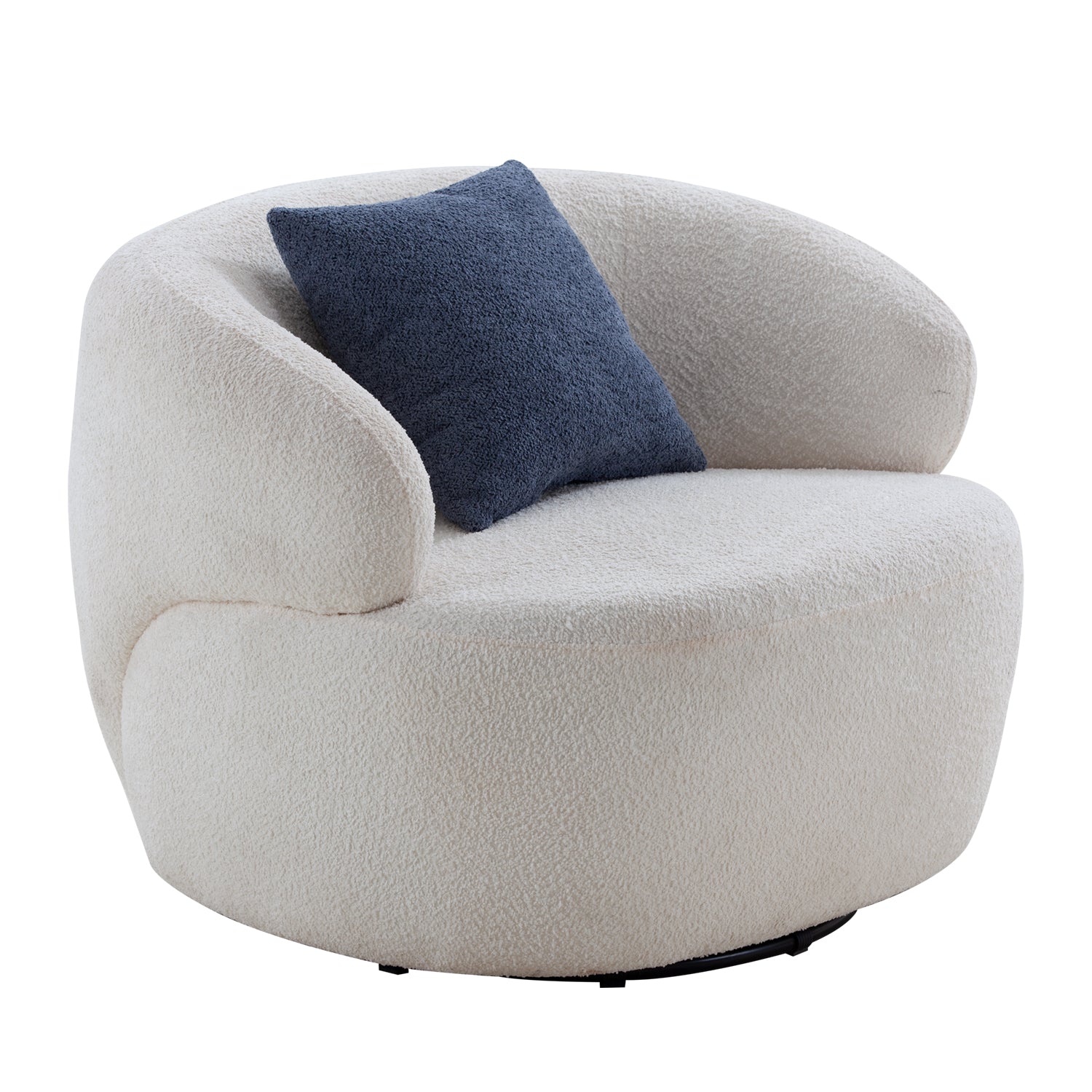 Swivel Barrel Chair Living Room, Single Chair for Small Space Comfy Round Sofa Chair Boucle Accent Chair Circle Sherpa (Beige)(Same Sku:W876P199947) image 1