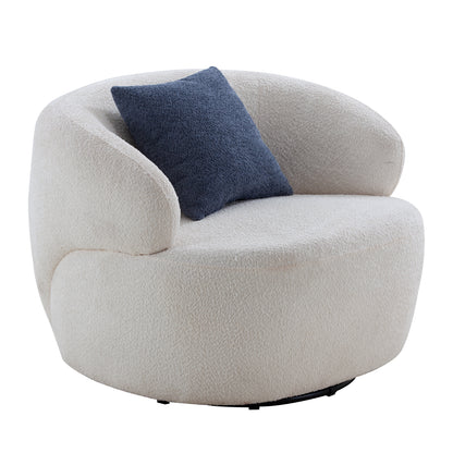 Swivel Barrel Chair Living Room, Single Chair for Small Space Comfy Round Sofa Chair Boucle Accent Chair Circle Sherpa (Beige)(Same Sku:W876P199947) image 1