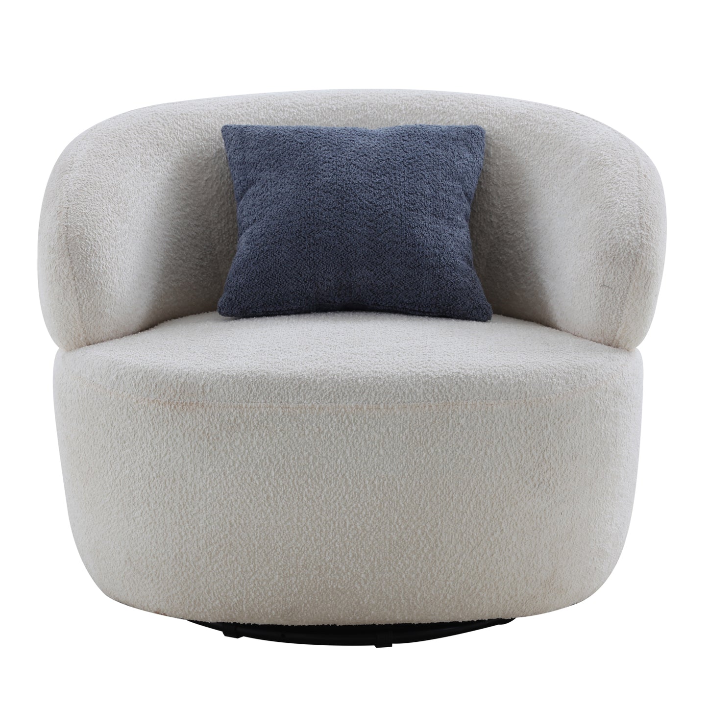 Swivel Barrel Chair Living Room, Single Chair for Small Space Comfy Round Sofa Chair Boucle Accent Chair Circle Sherpa (Beige)(Same Sku:W876P199947) image 6