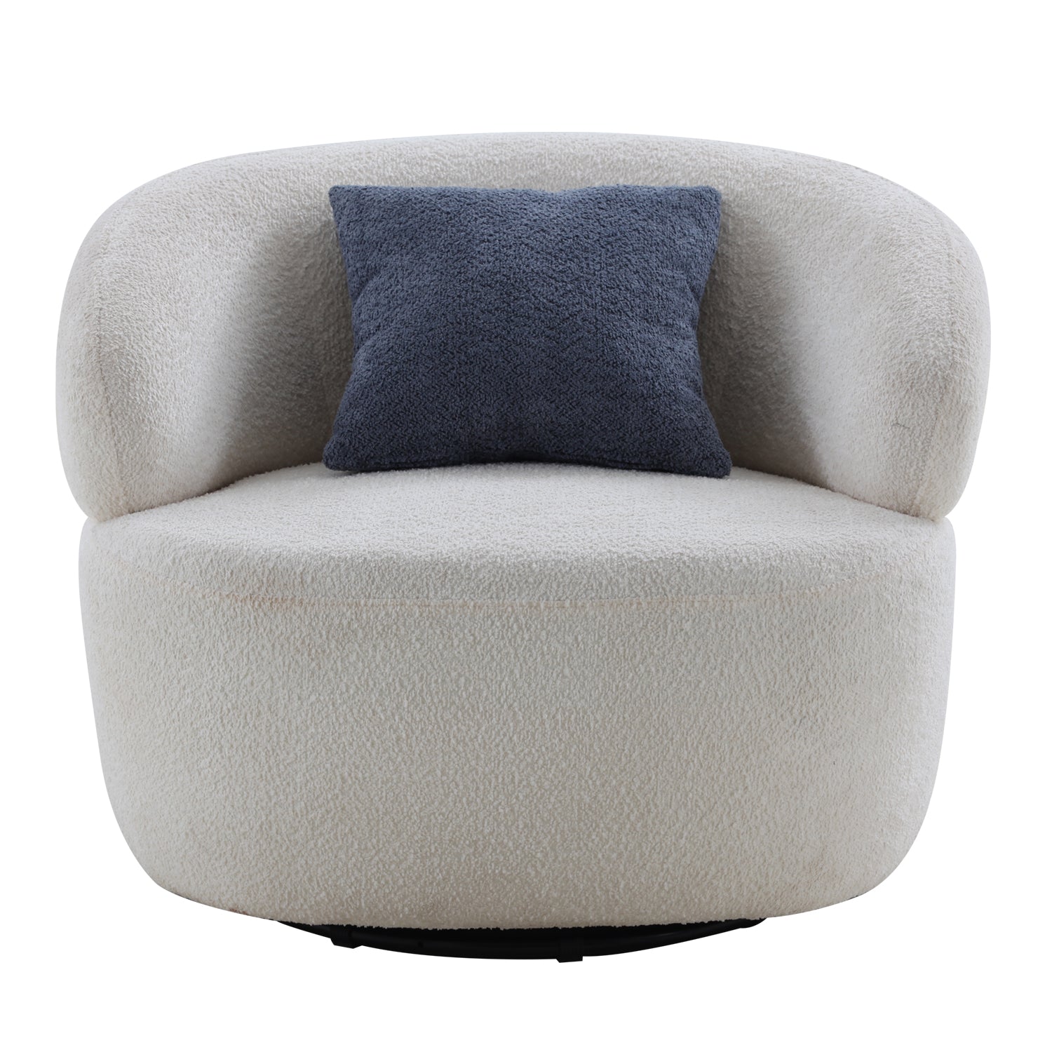 Swivel Barrel Chair Living Room, Single Chair for Small Space Comfy Round Sofa Chair Boucle Accent Chair Circle Sherpa (Beige)(Same Sku:W876P199947) image 6