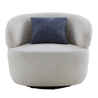 Swivel Barrel Chair Living Room, Single Chair for Small Space Comfy Round Sofa Chair Boucle Accent Chair Circle Sherpa (Beige)(Same Sku:W876P199947) image 6