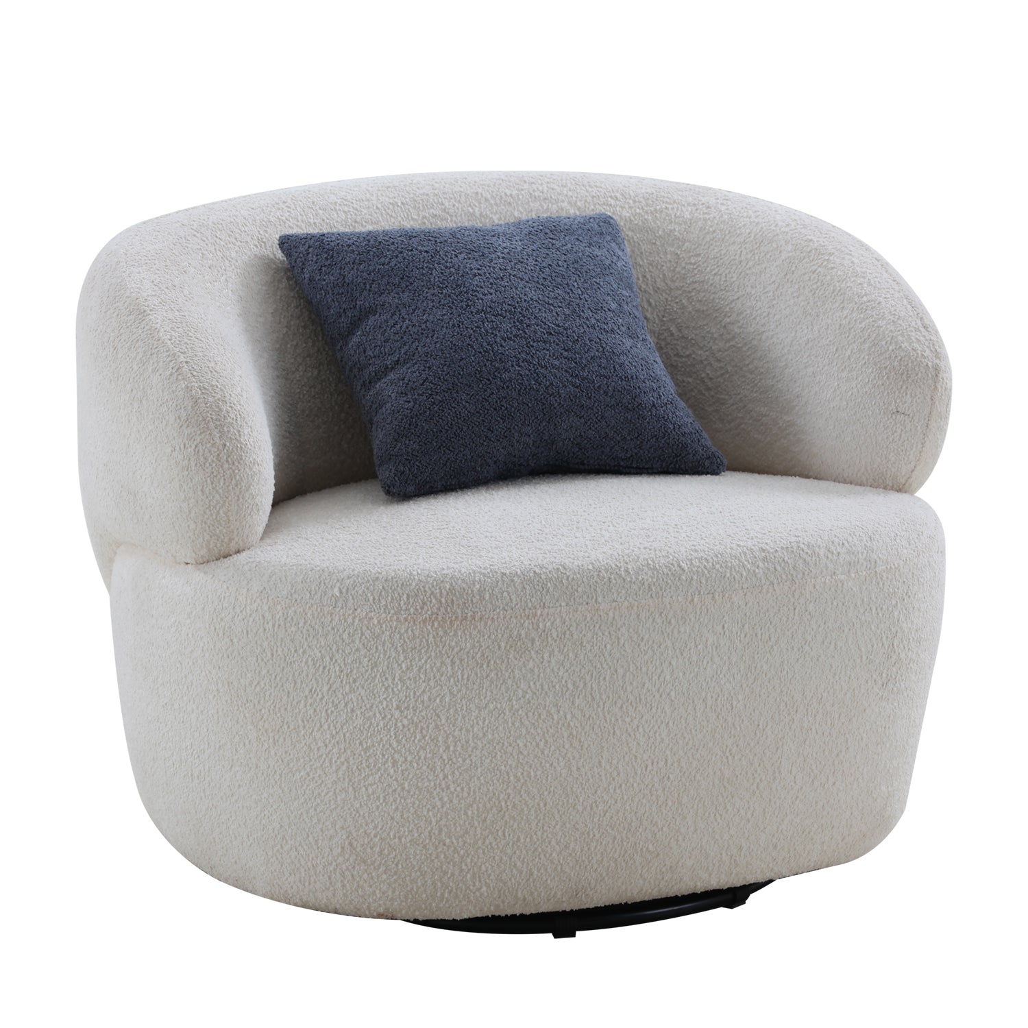 Swivel Barrel Chair Living Room, Single Chair for Small Space Comfy Round Sofa Chair Boucle Accent Chair Circle Sherpa (Beige)(Same Sku:W876P199947) image 2
