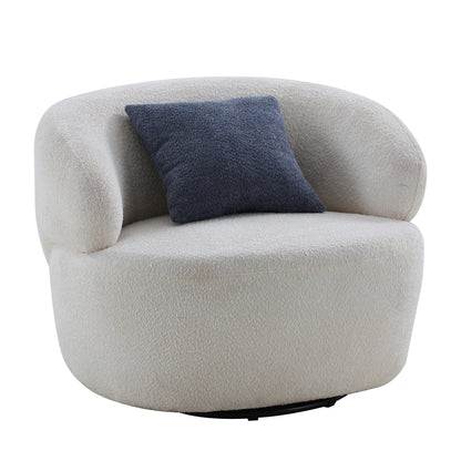 Swivel Barrel Chair Living Room, Single Chair for Small Space Comfy Round Sofa Chair Boucle Accent Chair Circle Sherpa (Beige)(Same Sku:W876P199947) image 2