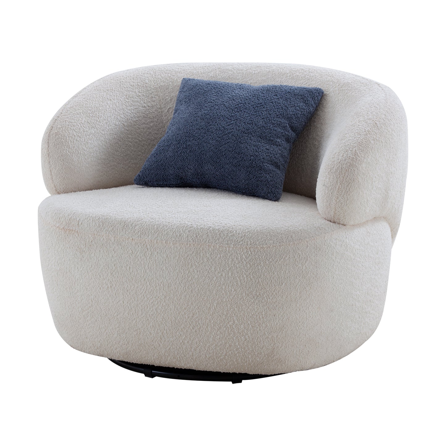 Swivel Barrel Chair Living Room, Single Chair for Small Space Comfy Round Sofa Chair Boucle Accent Chair Circle Sherpa (Beige)(Same Sku:W876P199947) image 11