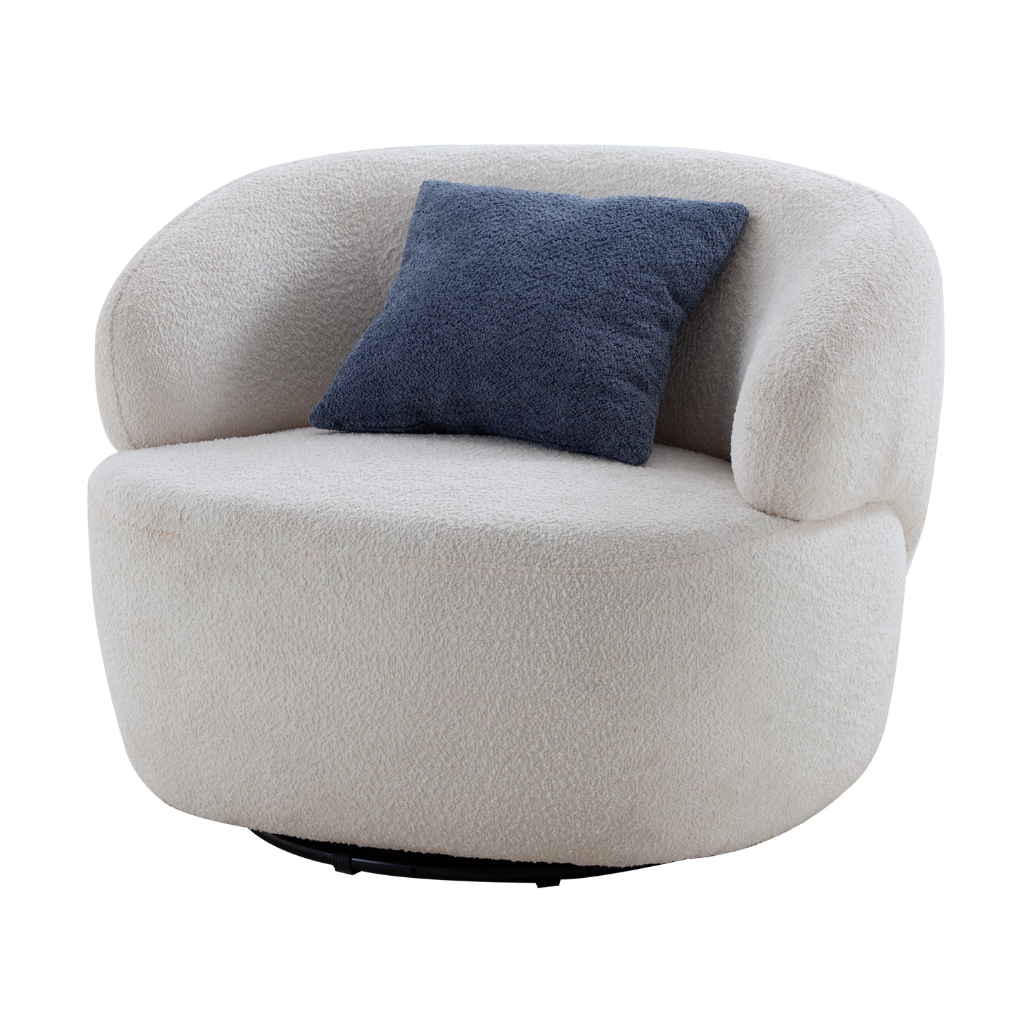 Swivel Barrel Chair Living Room, Single Chair for Small Space Comfy Round Sofa Chair Boucle Accent Chair Circle Sherpa (Beige)(Same Sku:W876P199947) image 11