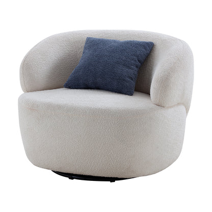 Swivel Barrel Chair Living Room, Single Chair for Small Space Comfy Round Sofa Chair Boucle Accent Chair Circle Sherpa (Beige)(Same Sku:W876P199947) image 11