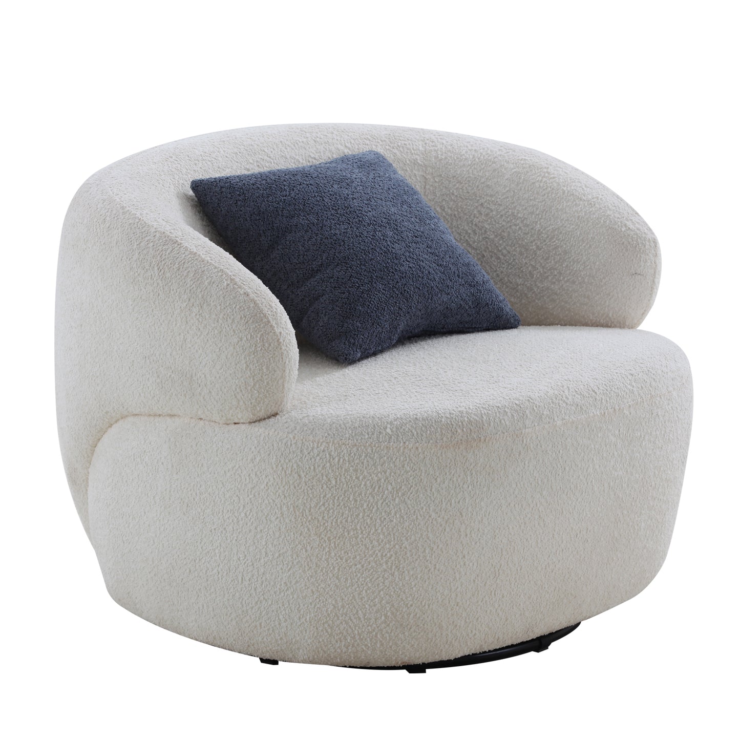 Swivel Barrel Chair Living Room, Single Chair for Small Space Comfy Round Sofa Chair Boucle Accent Chair Circle Sherpa (Beige)(Same Sku:W876P199947) image 5