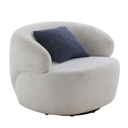 Swivel Barrel Chair Living Room, Single Chair for Small Space Comfy Round Sofa Chair Boucle Accent Chair Circle Sherpa (Beige)(Same Sku:W876P199947) image 5