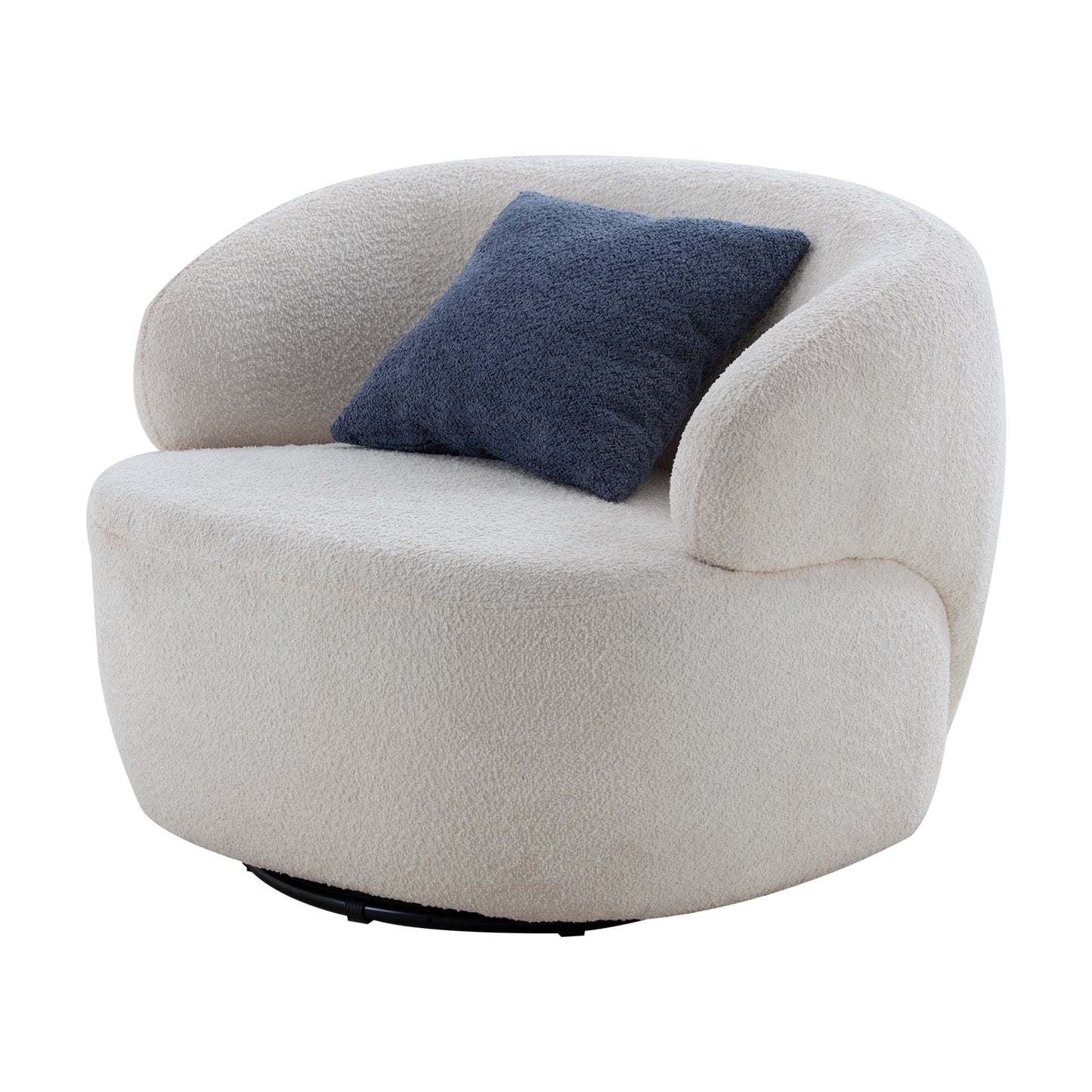 Swivel Barrel Chair Living Room, Single Chair for Small Space Comfy Round Sofa Chair Boucle Accent Chair Circle Sherpa (Beige)(Same Sku:W876P199947) image 3