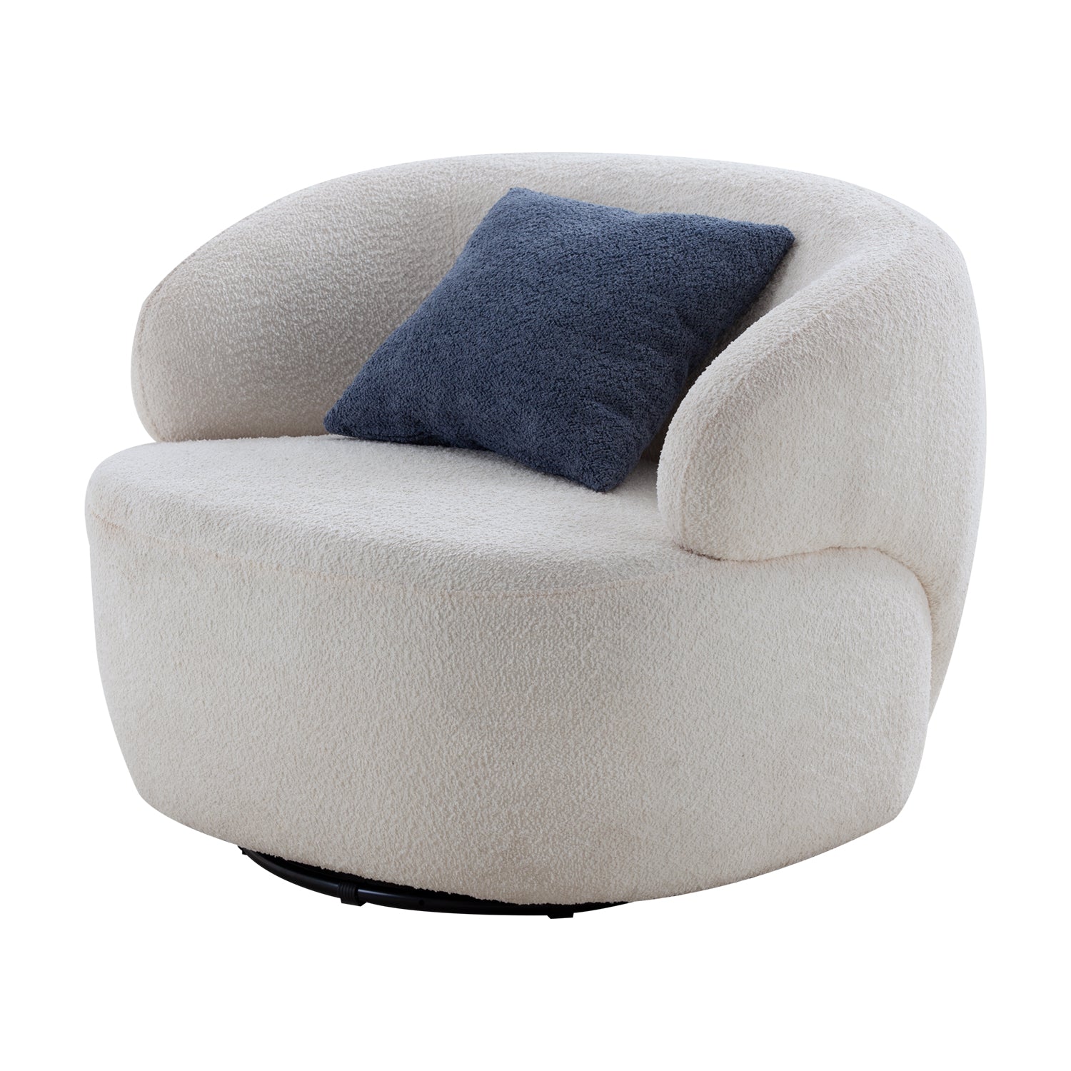 Swivel Barrel Chair Living Room, Single Chair for Small Space Comfy Round Sofa Chair Boucle Accent Chair Circle Sherpa (Beige)(Same Sku:W876P199947) image 3
