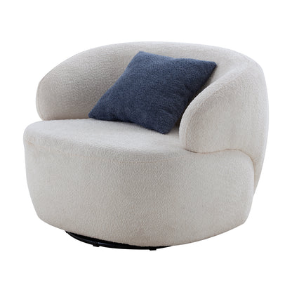 Swivel Barrel Chair Living Room, Single Chair for Small Space Comfy Round Sofa Chair Boucle Accent Chair Circle Sherpa (Beige)(Same Sku:W876P199947) image 3