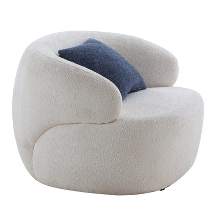 Swivel Barrel Chair Living Room, Single Chair for Small Space Comfy Round Sofa Chair Boucle Accent Chair Circle Sherpa (Beige)(Same Sku:W876P199947) image 7