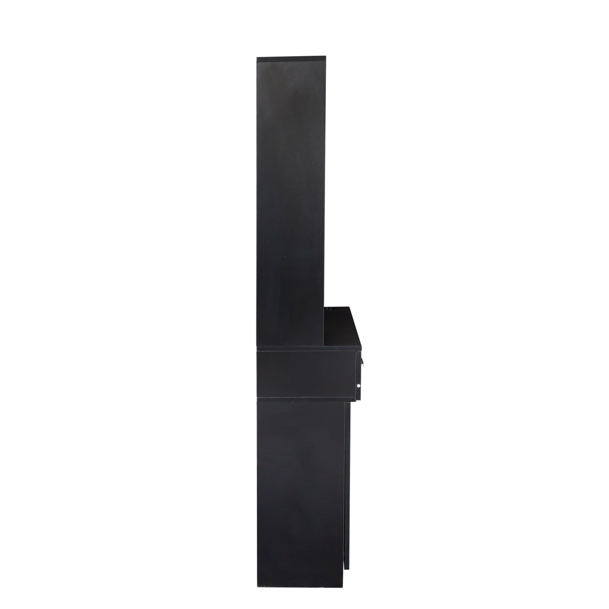 Black modern simple hair desk, multi-layer storage, large storage space image 9