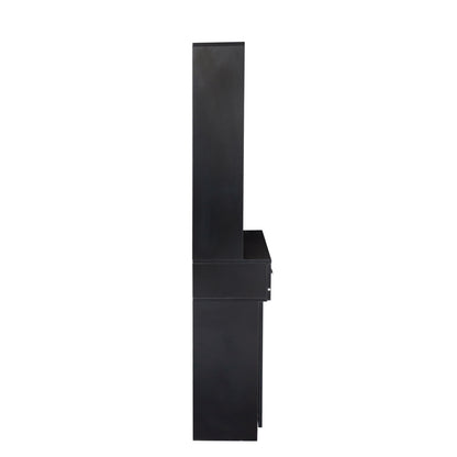 Black modern simple hair desk, multi-layer storage, large storage space image 9