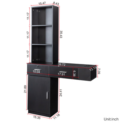 Black modern simple hair desk, multi-layer storage, large storage space image 4