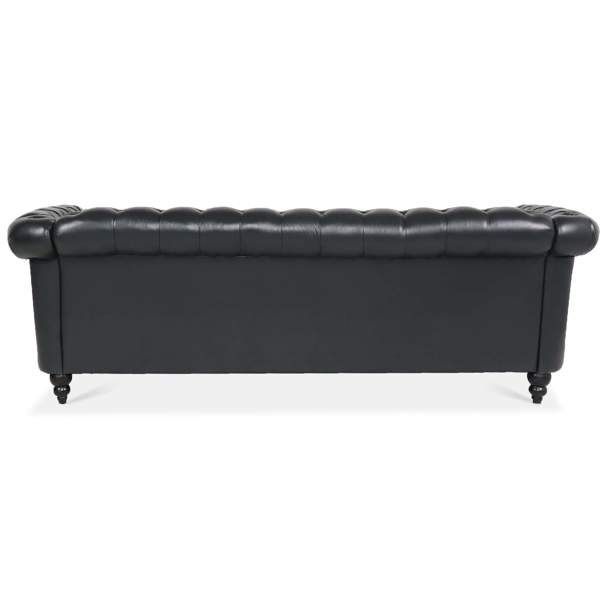 84.65" BLACK PU Rolled Arm Chesterfield Three Seater Sofa. image 6