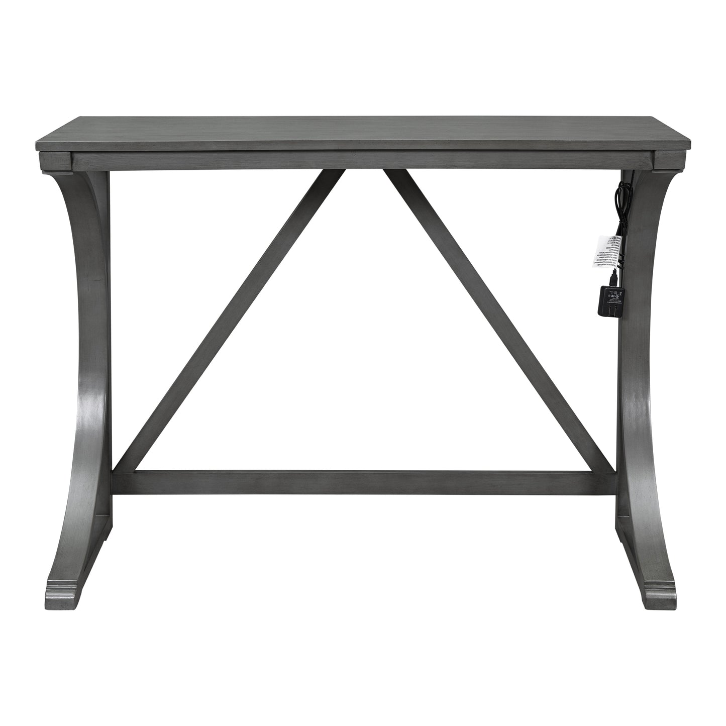 TOPMAX Farmhouse 3-Piece Counter Height Dining Table Set with USB Port and Upholstered Stools,Gray image 10