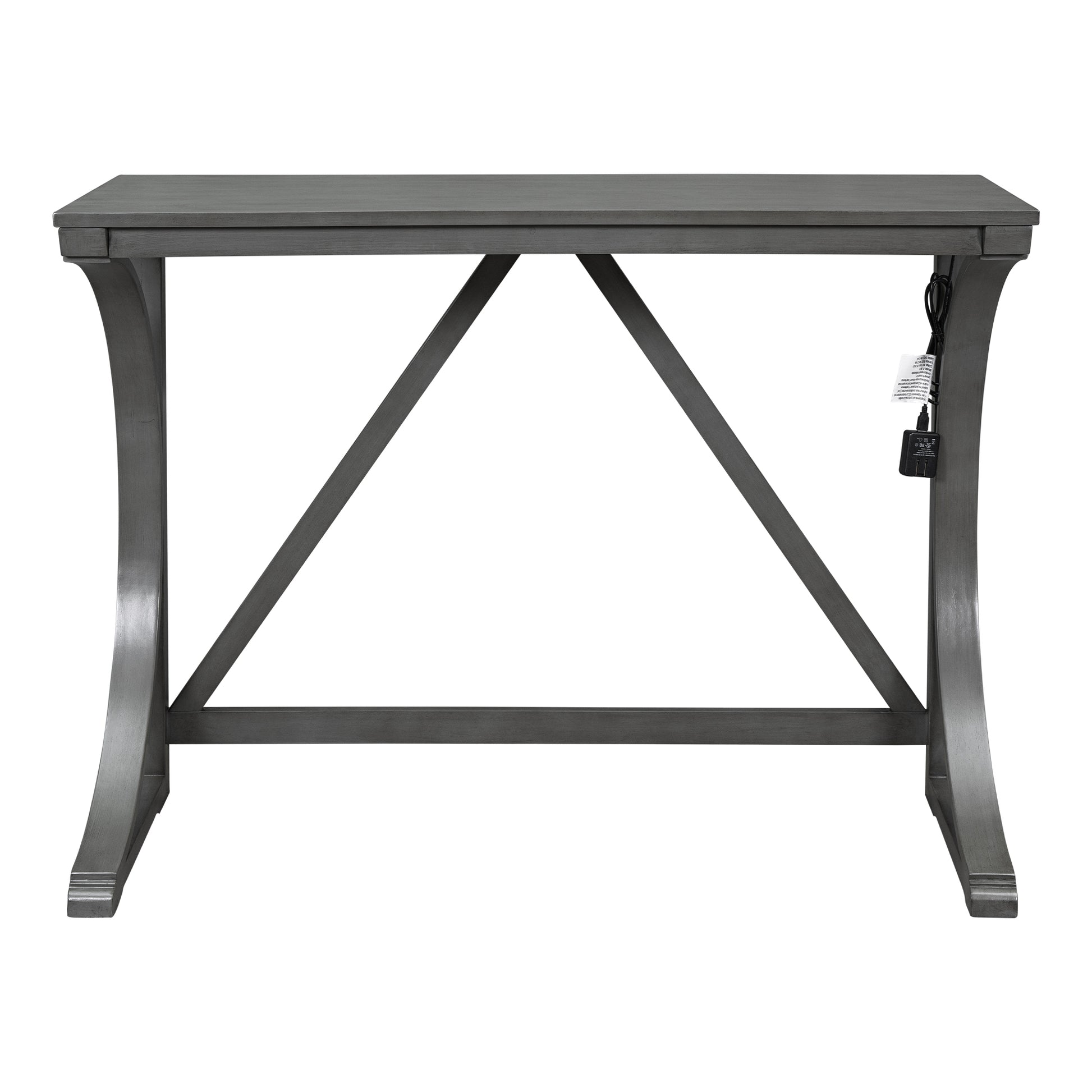 TOPMAX Farmhouse 3-Piece Counter Height Dining Table Set with USB Port and Upholstered Stools,Gray image 10