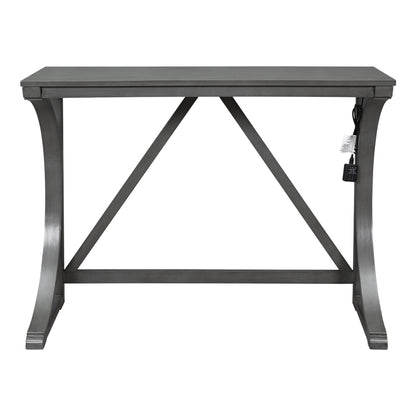 TOPMAX Farmhouse 3-Piece Counter Height Dining Table Set with USB Port and Upholstered Stools,Gray image 10