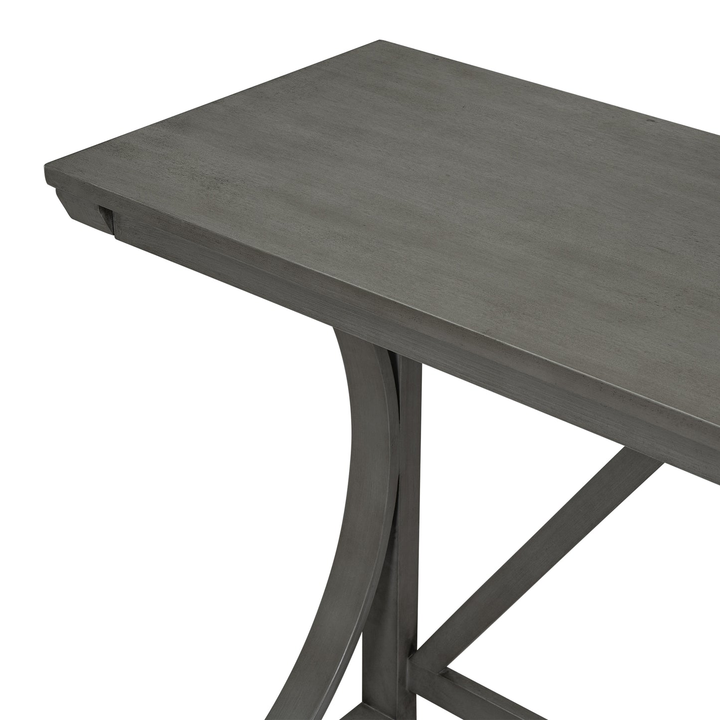 TOPMAX Farmhouse 3-Piece Counter Height Dining Table Set with USB Port and Upholstered Stools,Gray image 12