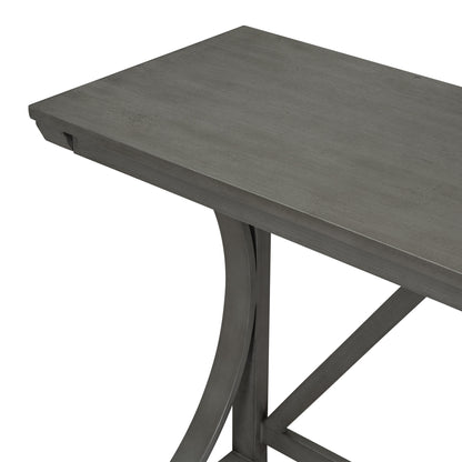 TOPMAX Farmhouse 3-Piece Counter Height Dining Table Set with USB Port and Upholstered Stools,Gray image 12