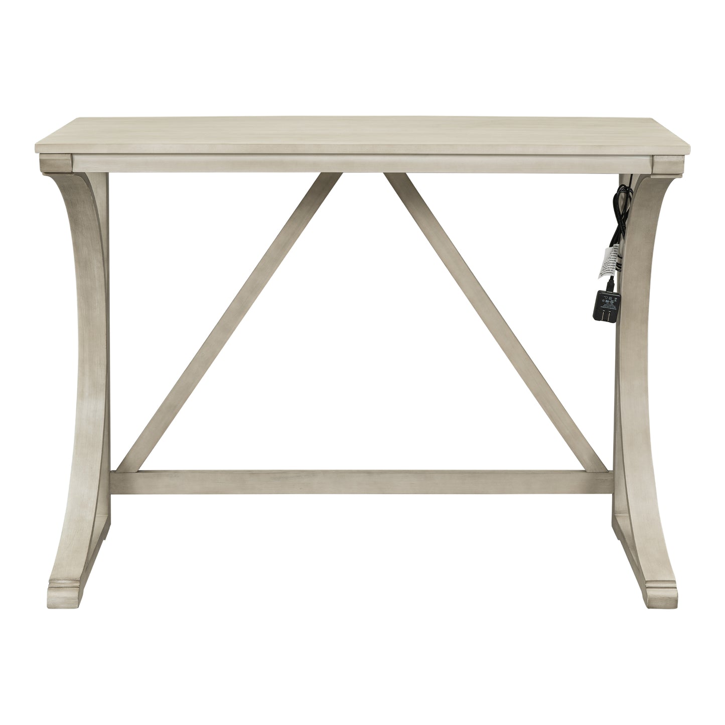 TOPMAX Farmhouse 3-Piece Counter Height Dining Table Set with USB Port and Upholstered Stools,Milky White image 9