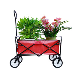 Folding Wagon Garden Shopping Beach Cart (Blue)