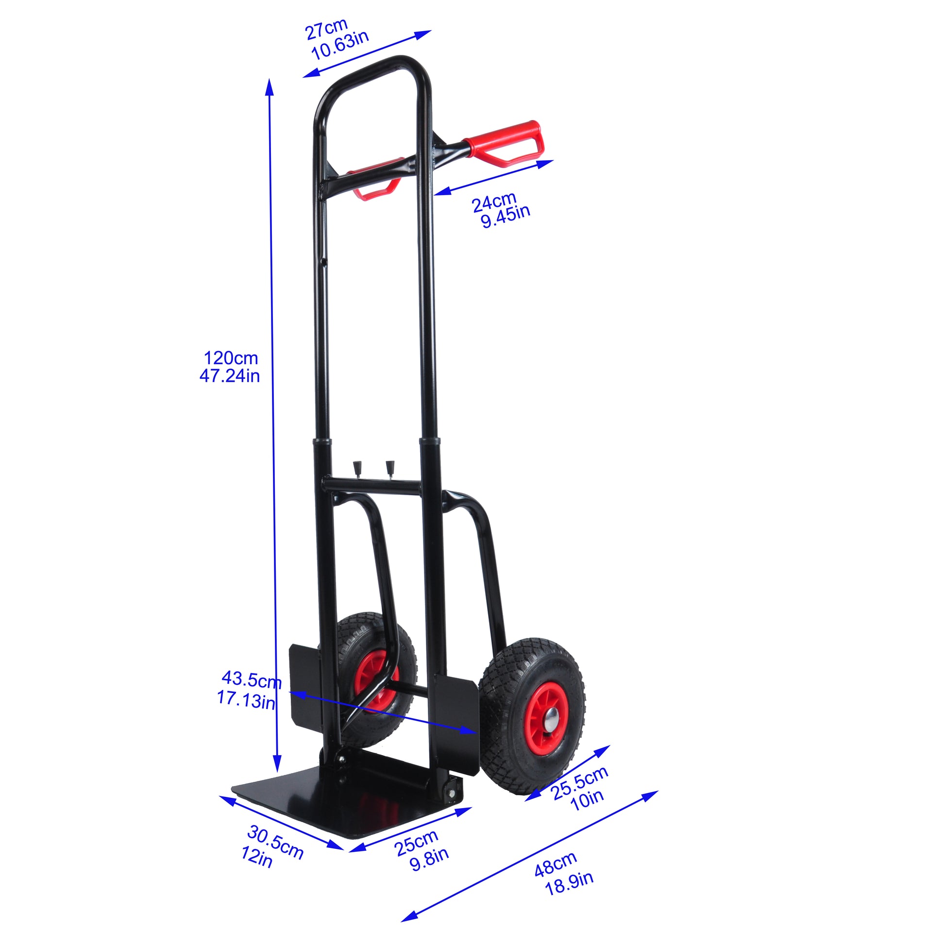 Heavy duty manual truck with double handles 330 lb steel trolley for moving heavy platform truck with 10 "rubber wheels for moving/warehouse/garden/grocery image 10