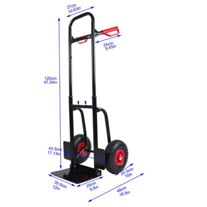 Heavy duty manual truck with double handles 330 lb steel trolley for moving heavy platform truck with 10 "rubber wheels for moving/warehouse/garden/grocery image 10
