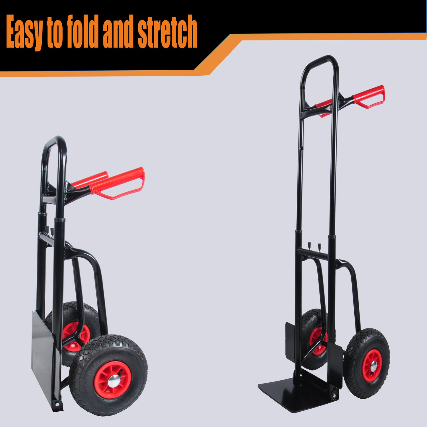 Heavy duty manual truck with double handles 330 lb steel trolley for moving heavy platform truck with 10 "rubber wheels for moving/warehouse/garden/grocery image 6