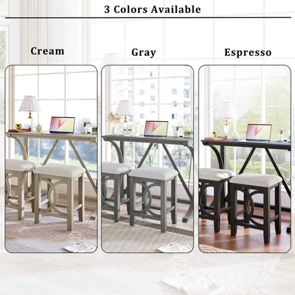 TOPMAX Farmhouse 3-Piece Counter Height Dining Table Set with USB Port and Upholstered Stools,Espresso image 5