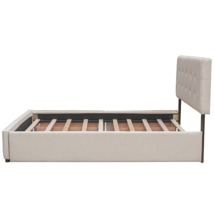 Upholstered Platform Bed with 2 Drawers and 1 Twin XL Trundle, Linen Fabric, Queen Size - Dark Beige(OLD SKU:LP100314AAA) image 11