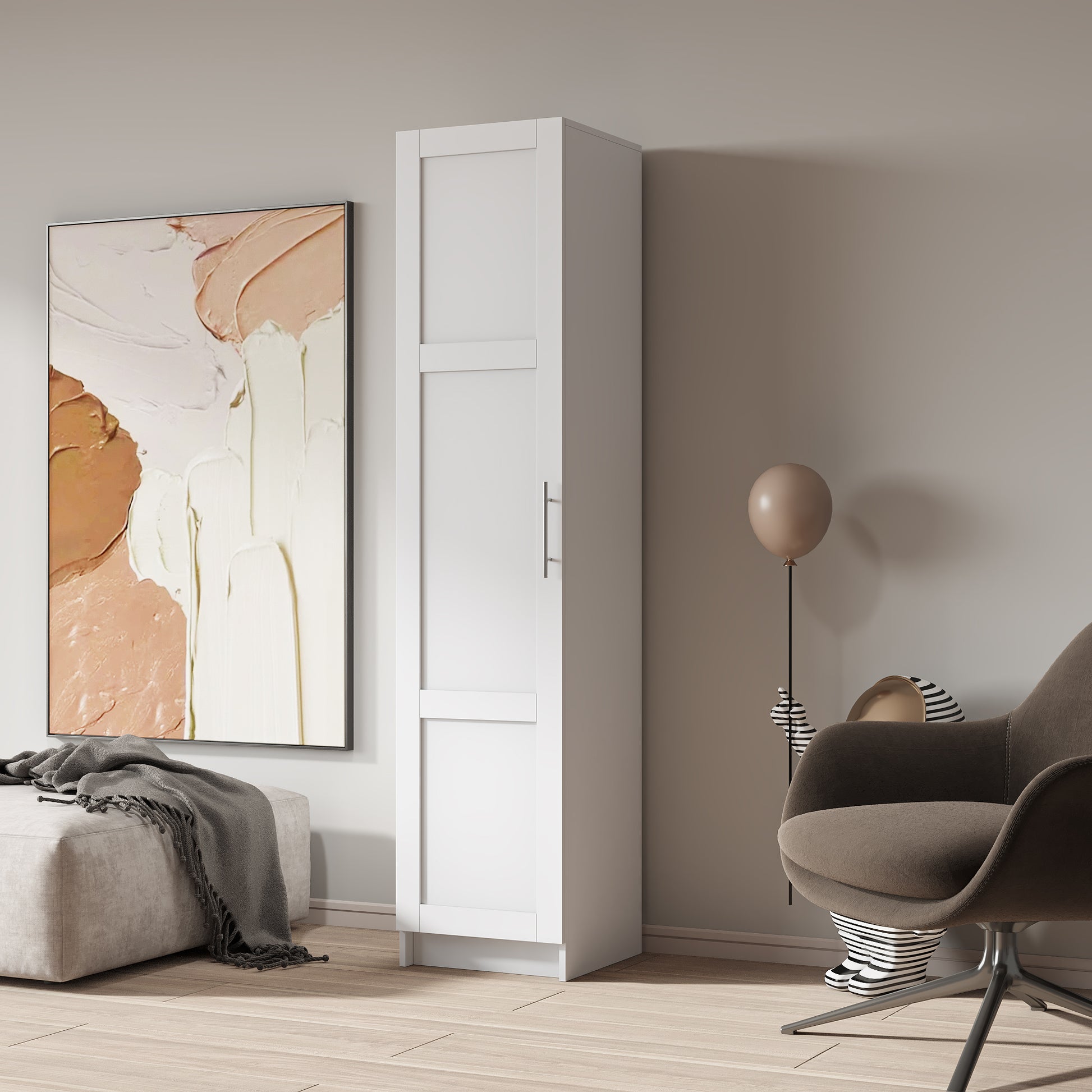 Stackable Wall Mounted Storage Cabinet, 15.75" D x 15.75" W x 70.87" H, White image 2