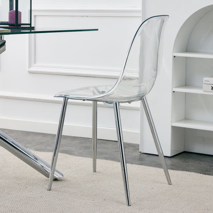 Modern simple transparent dining chair plastic chair armless crystal chair Nordic creative makeup stool negotiation chair Set of 4 and plating metal legW115164140,TW-1200 image 12