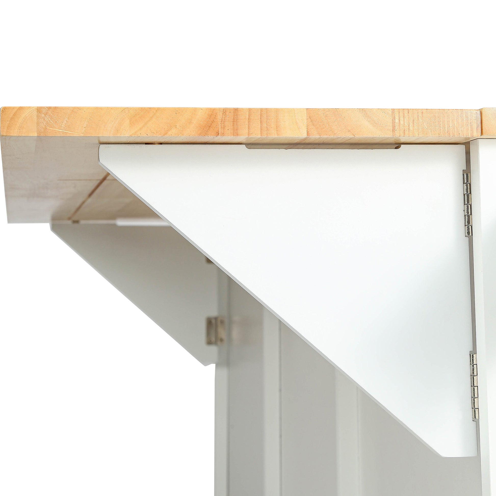 Kitchen Cart with Rubber wood Drop-Leaf Countertop,Cabinet door internal storage racks,Kitchen Island on 5 Wheels with Storage Cabinet and 3 Drawers for Dinning Room,White image 5