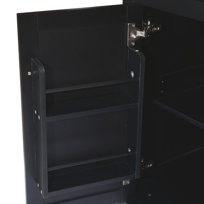 Kitchen Cart with Rubber wood Drop-Leaf Countertop,Cabinet door internal storage racks,Kitchen Island on 5 Wheels with Storage Cabinet and 3 Drawers for Dinning Room, Black image 4