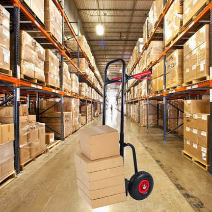 Heavy duty manual truck with double handles 330 lb steel trolley for moving heavy platform truck with 10 "rubber wheels for moving/warehouse/garden/grocery image 2