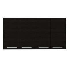 Stockton Rectangle Four Swing Doors Wall Cabinet Black Wengue