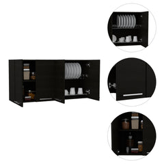 Stockton Rectangle Four Swing Doors Wall Cabinet Black Wengue