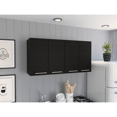 Stockton Rectangle Four Swing Doors Wall Cabinet Black Wengue