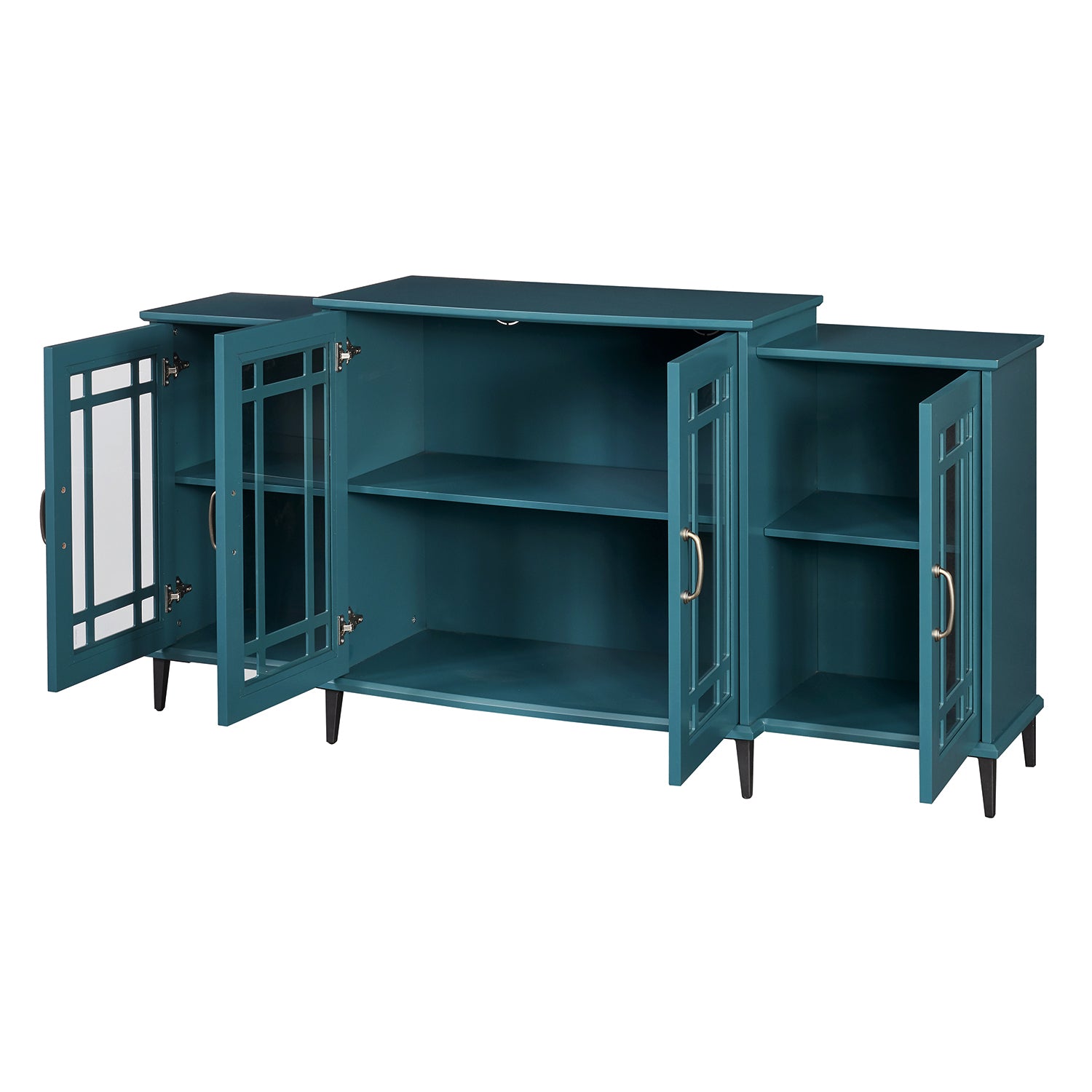 62" TV Stand, Buffet Sideboard Cabinet, Teal Blue image 5