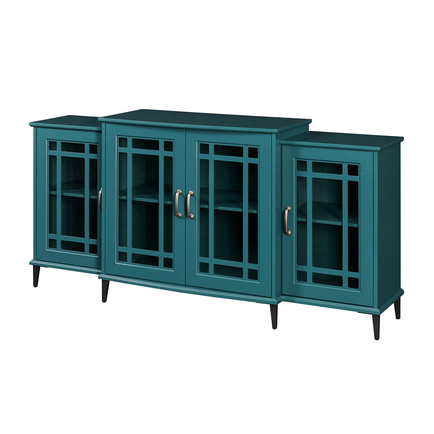 62" TV Stand, Buffet Sideboard Cabinet, Teal Blue image 4