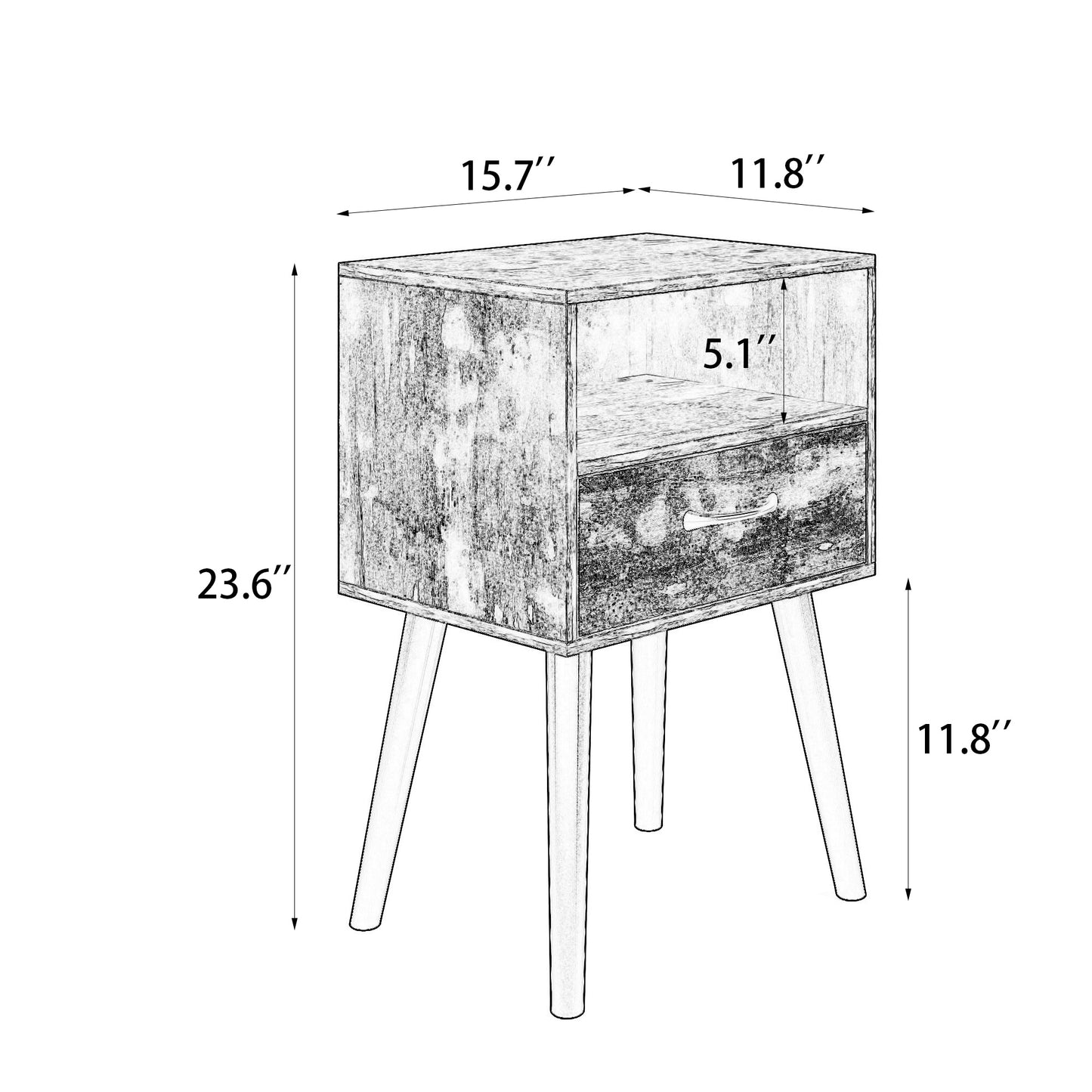 Two Sets of Nightstand,Modern Bedside Table with Storage Drawer and Open Wood Shelf, for Living Room, Bedroom and Small Spaces, Accent Night Stand, Easy Assembly image 6