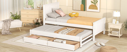 Twin Size Platform Bed with Trundle and Drawers, White(Old Sku:WF298815AAK) image 5