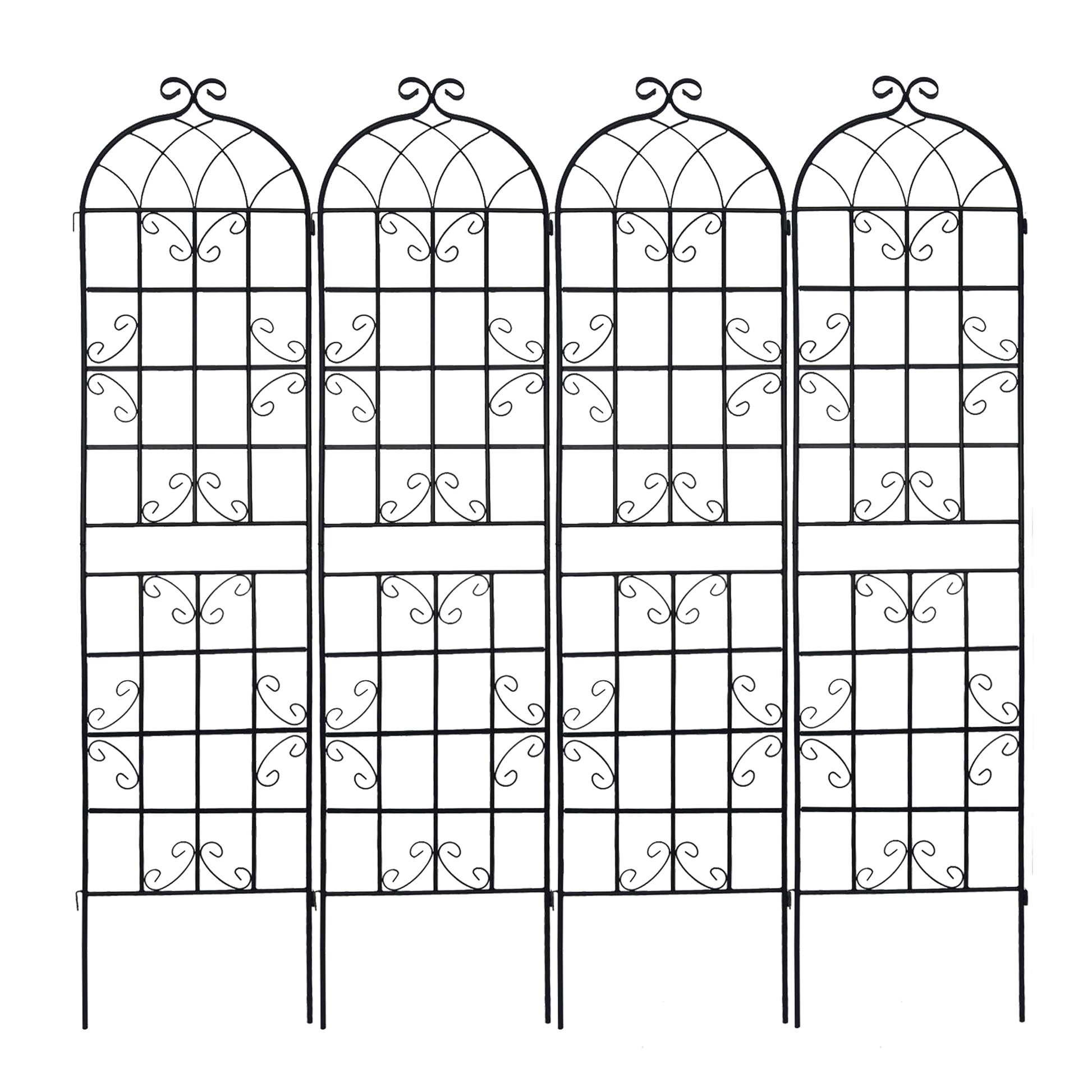4 Pack Metal Garden Trellis 86.7" x 19.7" Rustproof Trellis for Climbing Plants Outdoor Flower Support Black image 11