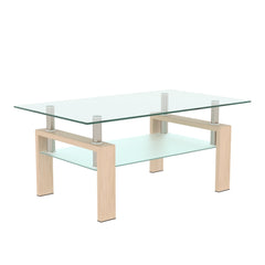 Rectangle  Glass Coffee Table, Clear Coffee Table Modern Side Center Tables for Living Room Living Room Furniture