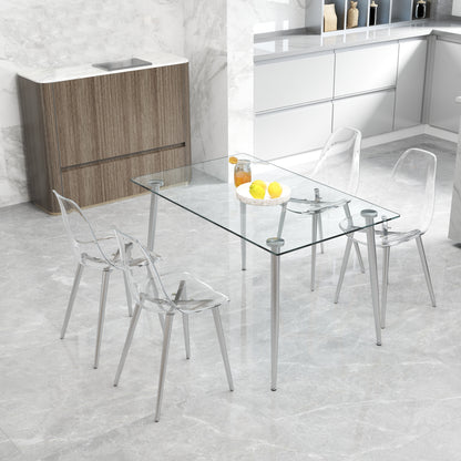 Modern simple transparent dining chair plastic chair armless crystal chair Nordic creative makeup stool negotiation chair Set of 4 and plating metal legW115164140,TW-1200 image 8
