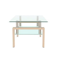 Rectangle  Glass Coffee Table, Clear Coffee Table Modern Side Center Tables for Living Room Living Room Furniture