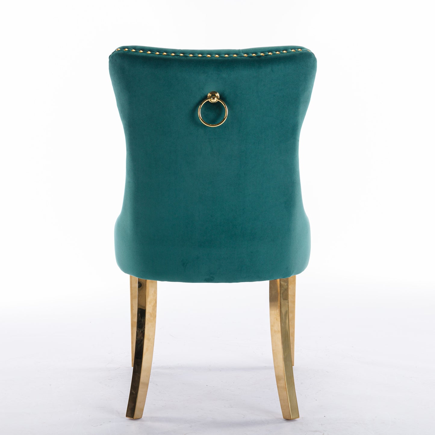 A&A Furniture,Nikki Collection Modern, High-end Tufted Solid Wood Contemporary Velvet Upholstered Dining Chair with Golden Stainless Steel Plating Legs,Nailhead Trim,Set of 2，Black and Gold, SW1601GN image 6