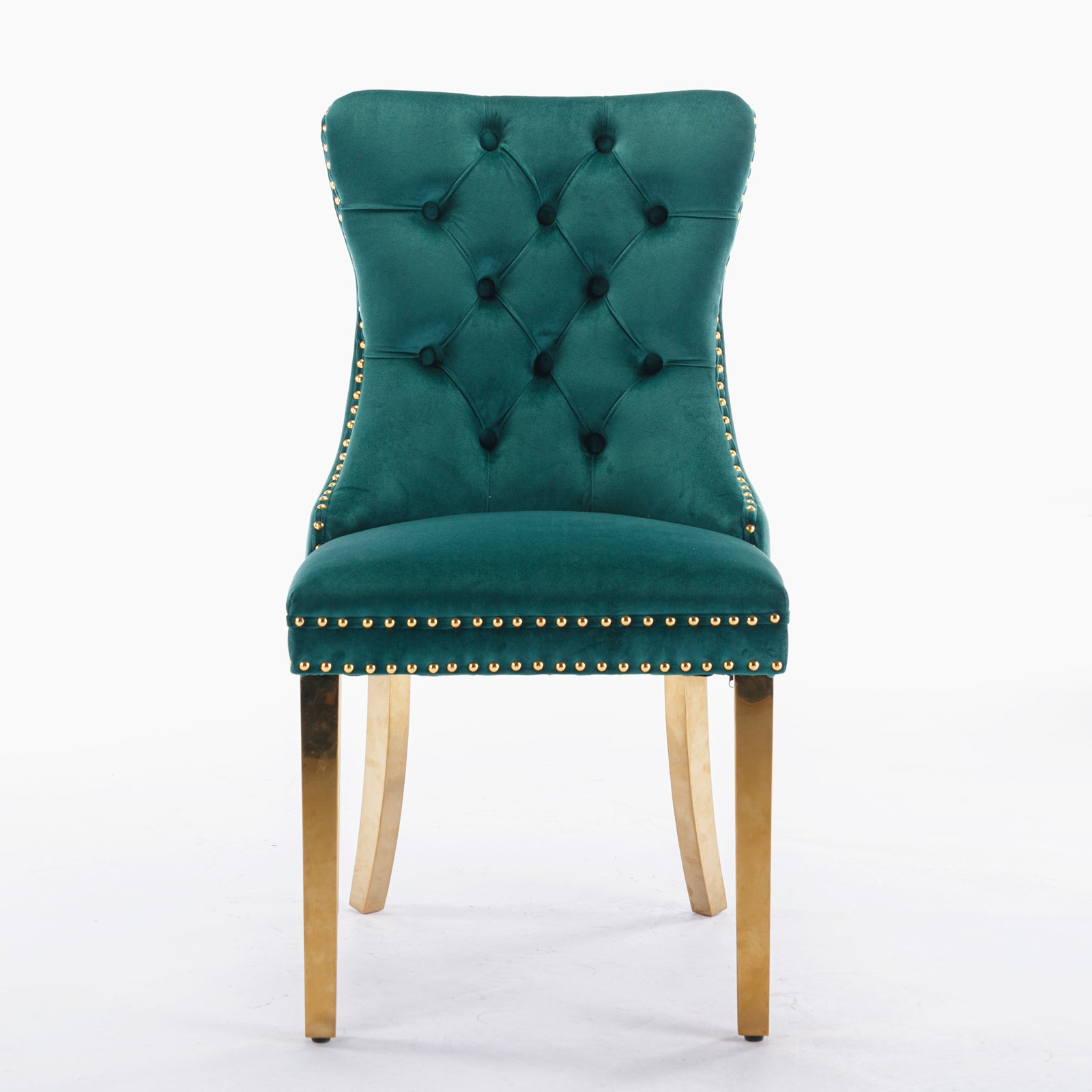 A&A Furniture,Nikki Collection Modern, High-end Tufted Solid Wood Contemporary Velvet Upholstered Dining Chair with Golden Stainless Steel Plating Legs,Nailhead Trim,Set of 2，Black and Gold, SW1601GN image 2